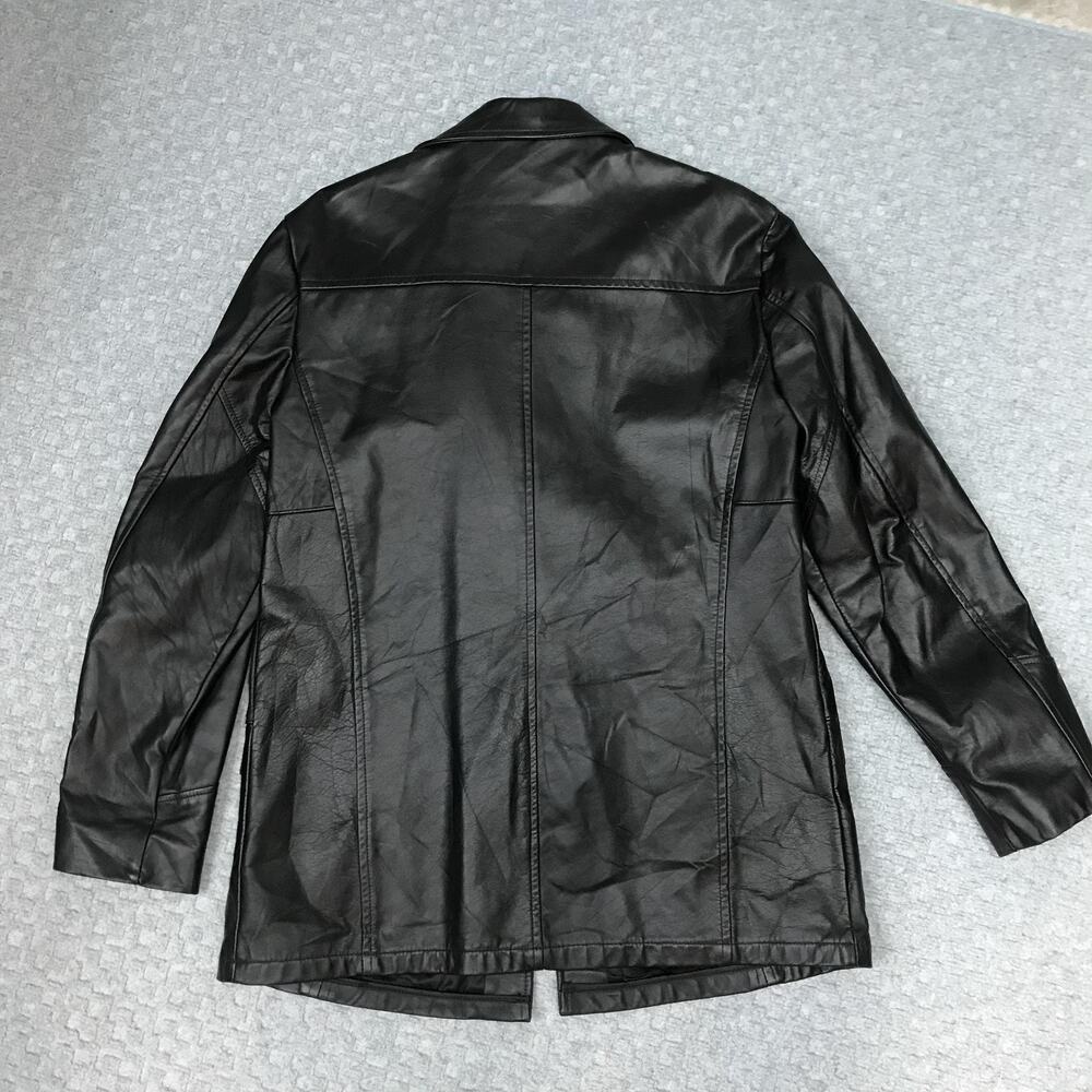 Sutton California Leather Jacket Mens 42 Black Car Coat Button Front Lined - Picture 6 of 16